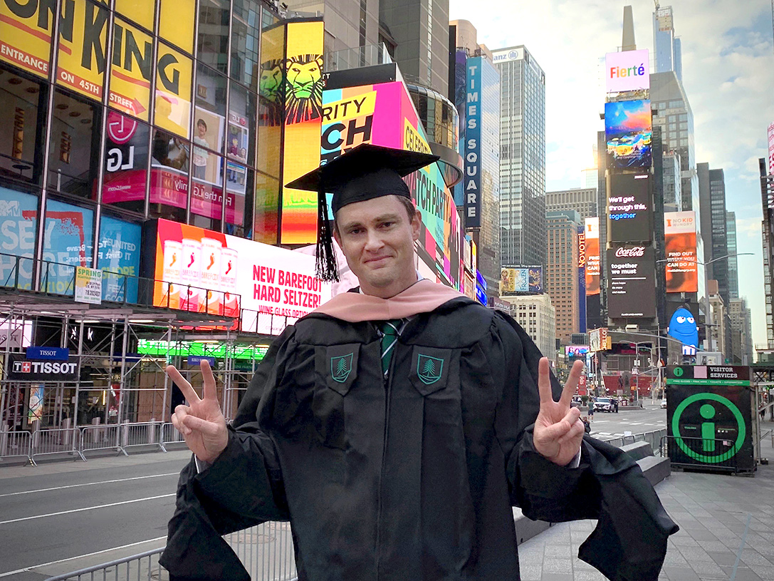 Daniel Wallingford MPH'20 shared in the regalia celebration from his hometown of New York City.